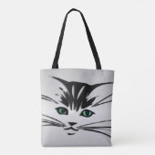 Grüne Mit Augen Katze Tasche (Rückseite)