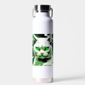 Grüne mit Augen Katze Trinkflasche (Vorne)