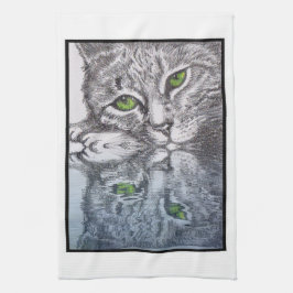 Grüne Mit Augen Katzen Geschirrtuch