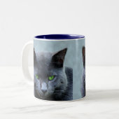 Grüne mit Augen Katzen-Tasse Zweifarbige Tasse (Vorderseite Links)