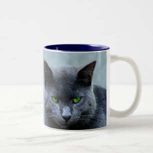 Grüne mit Augen Katzen-Tasse Zweifarbige Tasse