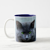 Grüne mit Augen Katzen-Tasse Zweifarbige Tasse (Links)