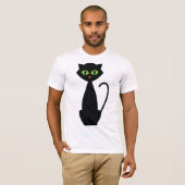 Grüne mit Augen schwarze Katze T-Shirt (Vorne ganz)