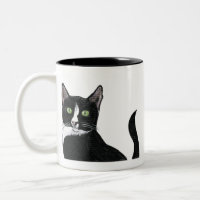Grüne mit Augen Schwarzweiss-Katze