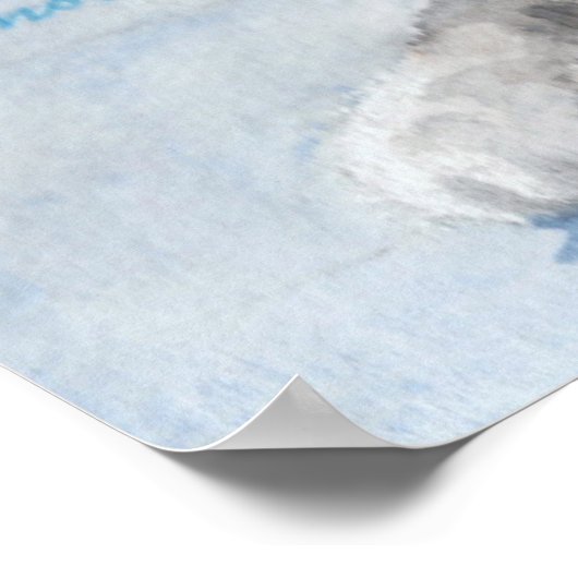 Grüne Mit Augen Tortoiseshell Graue Katze Wasserfa Poster (Ecke)