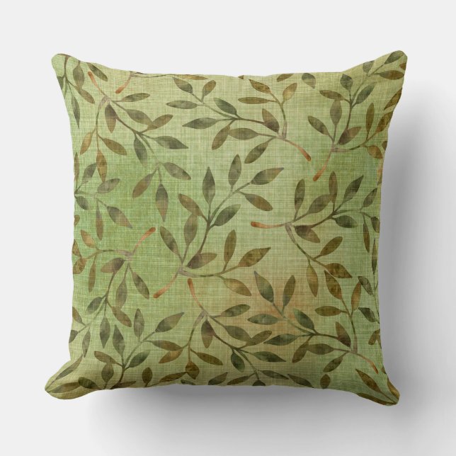 GRÜNE MIT BRANCHEN UND BLÄTTER KISSEN (Vorderseite)