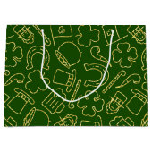 GRÜNE MIT DÜNEN GRÜNEN IRISCHEN KONTUREN GROßE GESCHENKTÜTE (Vorderseite)