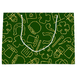 GRÜNE MIT DÜNEN GRÜNEN IRISCHEN KONTUREN GROßE GESCHENKTÜTE