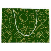 GRÜNE MIT DÜNEN GRÜNEN IRISCHEN KONTUREN GROßE GESCHENKTÜTE (Rückseite)