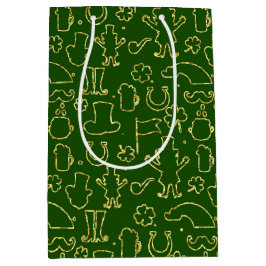 GRÜNE MIT DÜNEN GRÜNEN IRISCHEN KONTUREN MITTLERE GESCHENKTÜTE