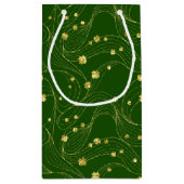 GRÜNE MIT DÜNNEN GOLDLINIEN UND GRÜNEN KLEEBLÄTTER KLEINE GESCHENKTÜTE (Rückseite)