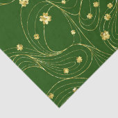 GRÜNE MIT GOLD-DÜNNLINIEN UND IRISCHEN KLEEBLÄTTER SEIDENPAPIER (Detail)