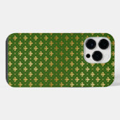 GRÜNE MIT GOLD FLEUR DI LIS PATTERN iPhone HÜLLE (Rückseite (Horizontal))