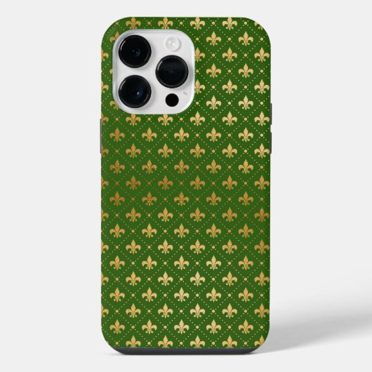 GRÜNE MIT GOLD FLEUR DI LIS PATTERN iPhone HÜLLE (Rückseite)