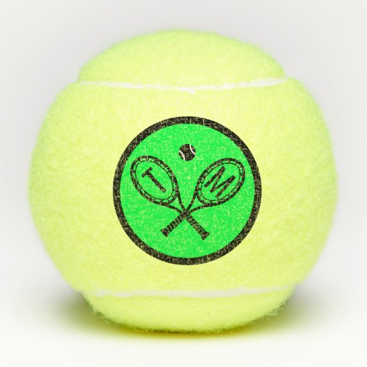 Grüne Mit Monogramm, erste Kreuzschlitze Tennisbälle (Vorderseite)