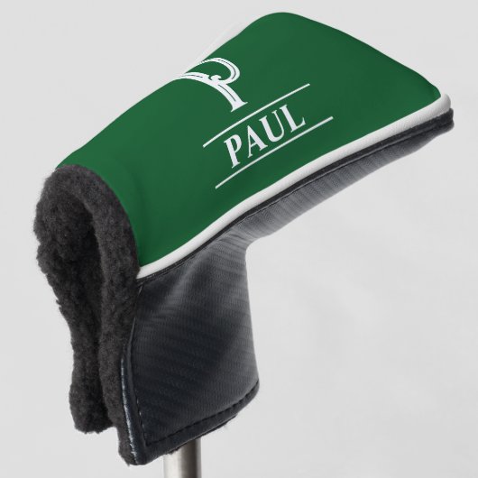 Grüne Mit Monogramm Putter Kopfbedeckung Golf Headcover (3/4 Vorderseite)