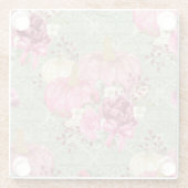 GRÜNE MIT PINK & GOLD AUTUMN PUMPKINS & BLUME GLASUNTERSETZER (Rückseite)