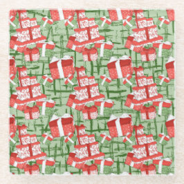 GRÜNE MIT ROTEN UND WEISSEN CHRISTMAS GLASUNTERSETZER