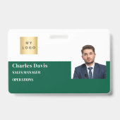 Grüne Mitarbeiter-ID-Logo-Foto-Sicherheitsausweis Ausweis (Vorderseite)
