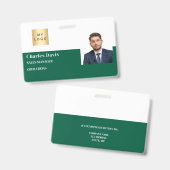 Grüne Mitarbeiter-ID-Logo-Foto-Sicherheitsausweis Ausweis (Vorder- & Rückseite)