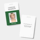 Grüne Mitarbeiter - Name Foto Corporate Work Ausweis (Vorder- & Rückseite)