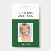 Grüne Mitarbeiter - Name Foto Corporate Work Ausweis (Vorderseite)