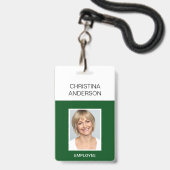 Grüne Mitarbeiter - Name Foto Corporate Work Ausweis (Vorderseite mit Lanyard)