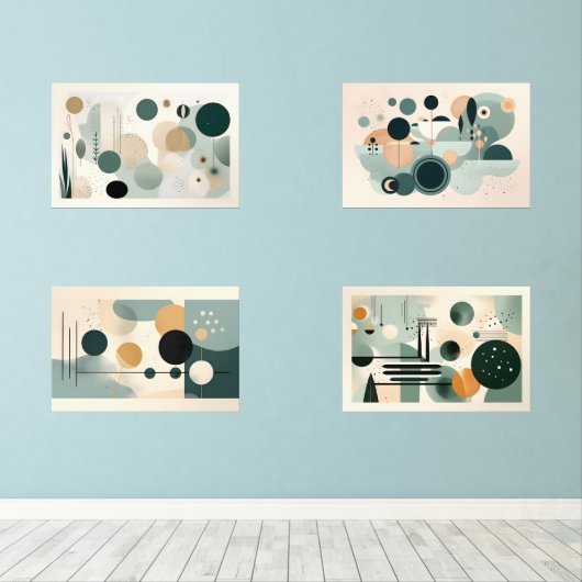 Grüne Mitte des Jahrhunderts Bilderwand Sets (Holzboden)