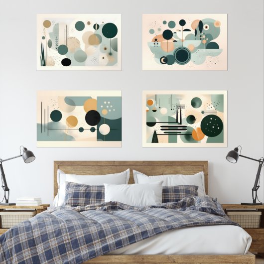 Grüne Mitte des Jahrhunderts Bilderwand Sets (Schlafzimmer)