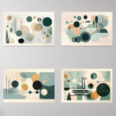 Grüne Mitte des Jahrhunderts Bilderwand Sets (Vorderseite)