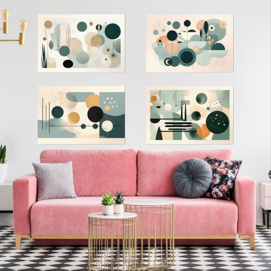 Grüne Mitte des Jahrhunderts Bilderwand Sets (Wohnzimmer)