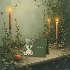 Grüne, mittelalterliche Hochzeitskarte für den Whi Dankeskarte