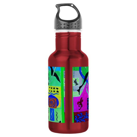 Grüne Mode Abstrakte Inspiration aus Matisse Edelstahlflasche (Rückseite)