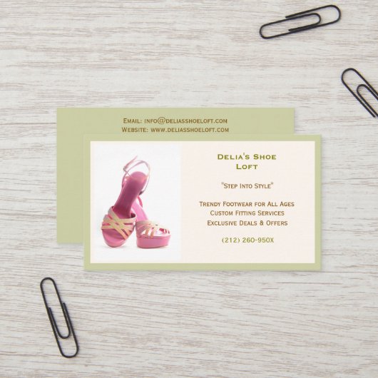 Grüne Mode für Frauen Schuhe rosa hohe Absätze Visitenkarte (Vorderseite/Rückseite Beispiel)