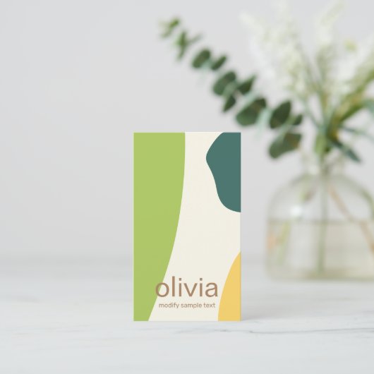 Grüne, moderne Abstrakte Malformen Visitenkarte (Stehend Vorderseite)