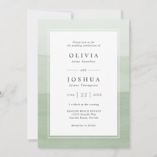 Grüne moderne Aquarell-Hochzeitseinladung Einladung