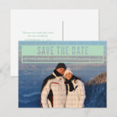 Grüne, moderne Ausschnitt Save the Date Postkarte (Vorne/Hinten)