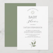 Grüne moderne Babydusche Einladung (Vorne/Hinten)