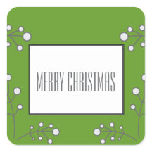 Grüne moderne Berry Holiday Stickers