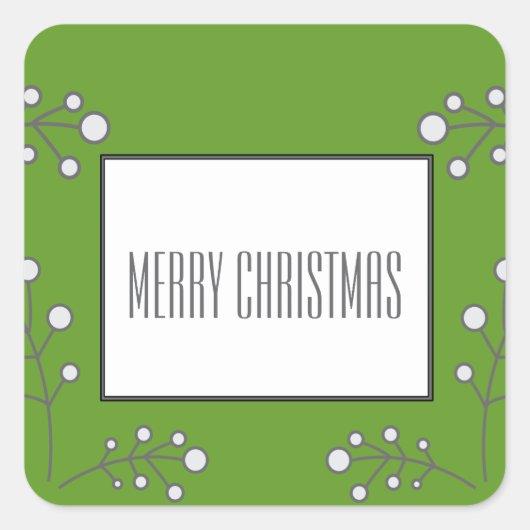 Grüne moderne Berry Holiday Stickers (Vorderseite)