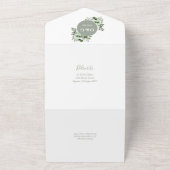 Grüne moderne botanische Blumenhochzeit All In One Einladung (Außenbereich)