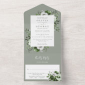 Grüne moderne botanische Blumenhochzeit All In One Einladung (Innen Boden)