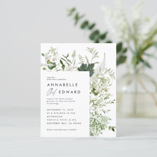 Grüne, moderne botanische Hochzeit (Stehend Vorderseite)