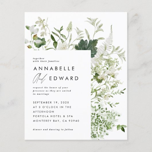 Grüne, moderne botanische Hochzeit (Vorderseite)