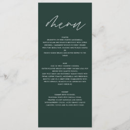 Grüne, moderne botanische Hochzeit Menükarte