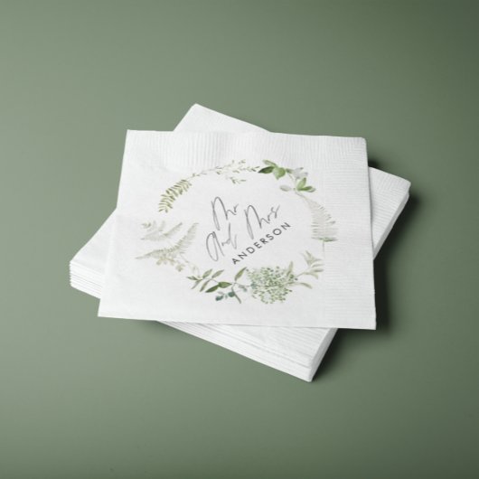 Grüne, moderne botanische Hochzeit Serviette
