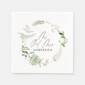 Grüne, moderne botanische Hochzeit Serviette (Vorderseite)