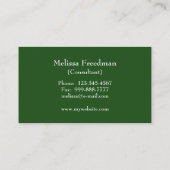 Grüne moderne Circle Custom Monogram Business Card Visitenkarte (Rückseite)