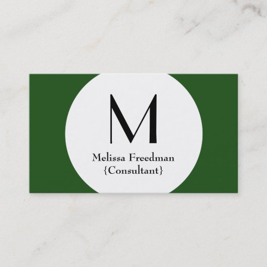 Grüne moderne Circle Custom Monogram Business Card Visitenkarte (Vorderseite)