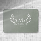 Grüne moderne, elegante Floral Monogram-Familie Na Badematte